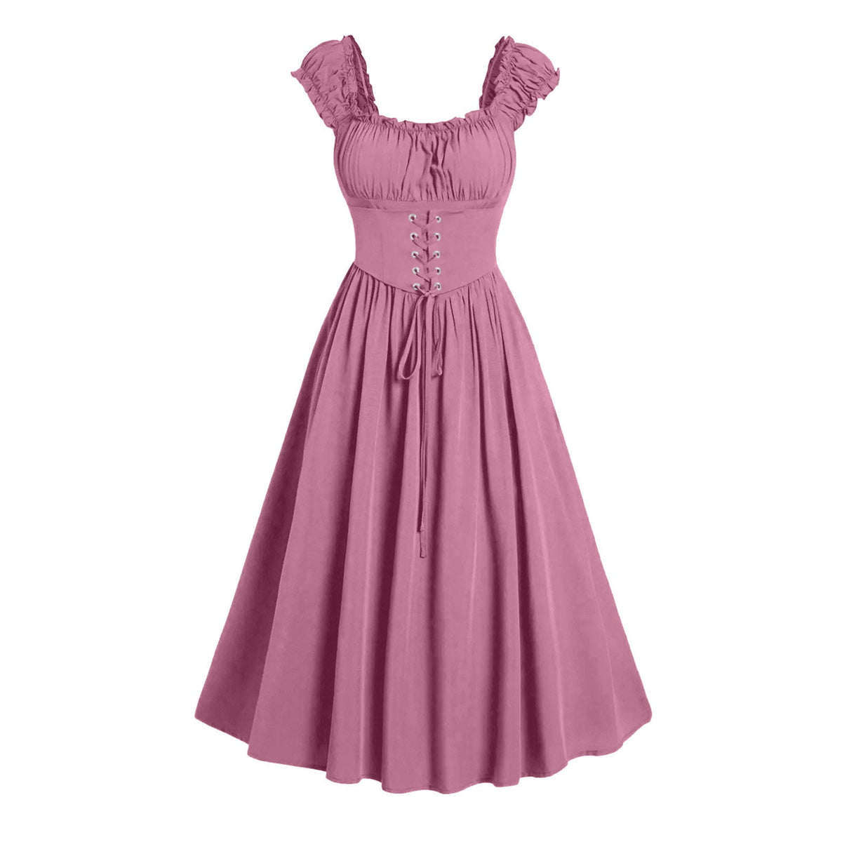 Jsaierl Womens Vintage Medieval Dress Renaissance Pleated Dress with Corset Patchwork Ball Gown Sleeveless Lace Up Midi Dresses