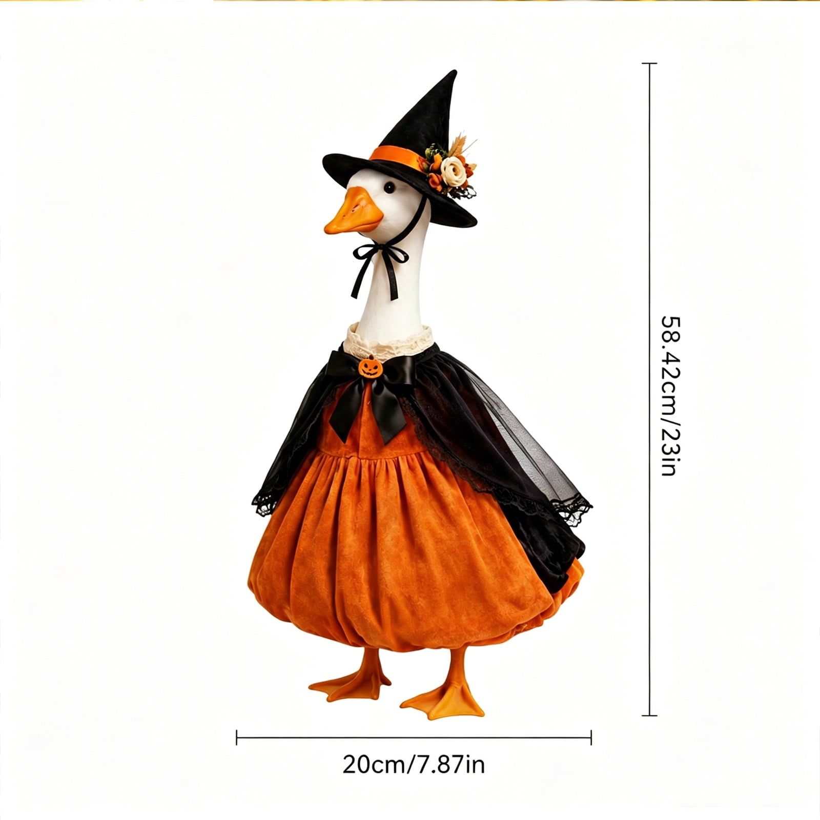 Bat Witch Hat Spiderweb Halloween Goose Clothes Fit 17/23In Cement Plastic Lawn Goose, Stylish Full Set for Outdoor Yard Patio Garden Seasonal Halloween Home Ornamental Arrangement