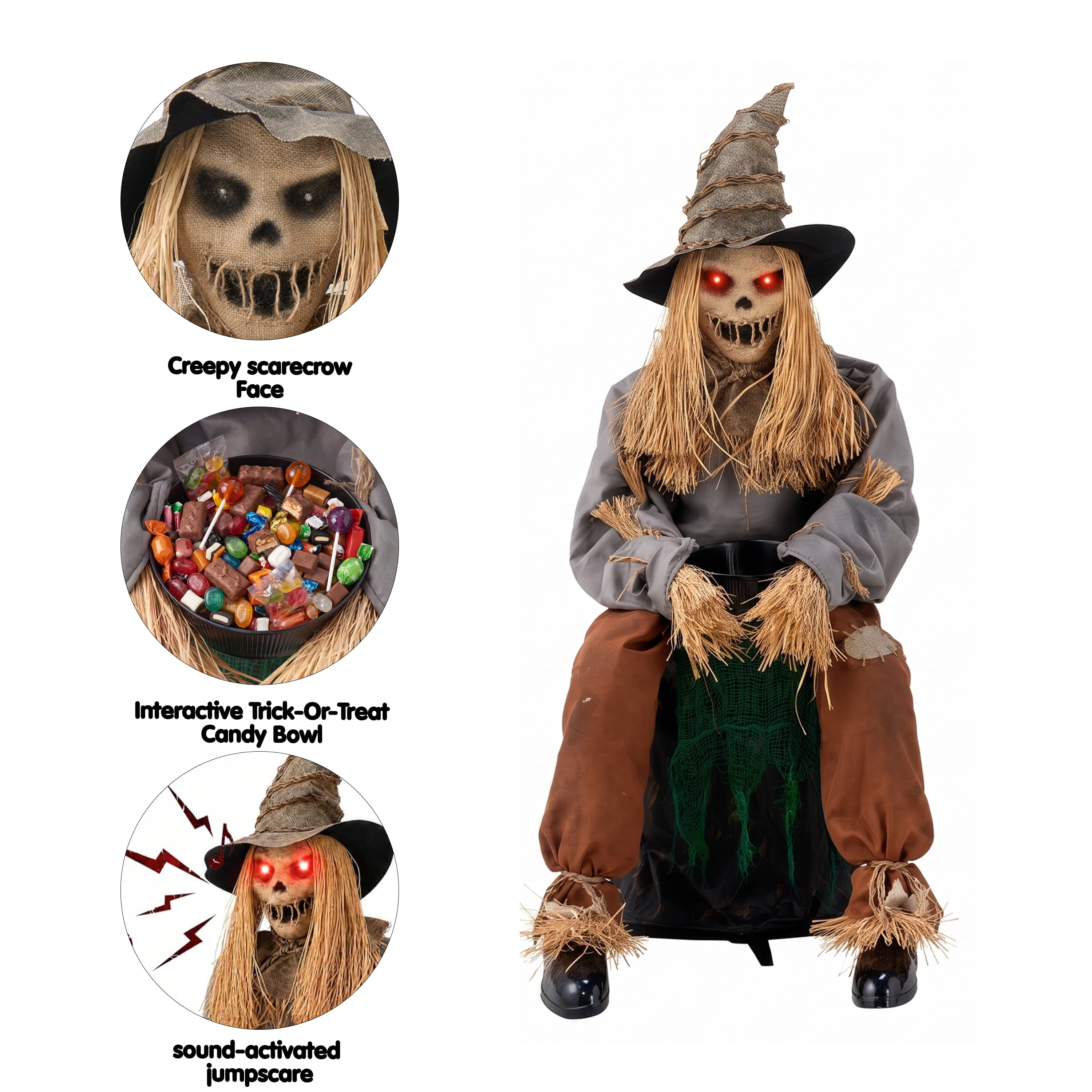 Joyfy 5ft Drinking Skeleton Halloween Animatronic Decorations, Outdoor Haunted Props with Endless Liquid Pouring Effect, Green LED Lights & Spooky Sounds, Life-Size Skeleton for Garden Yard Lawn