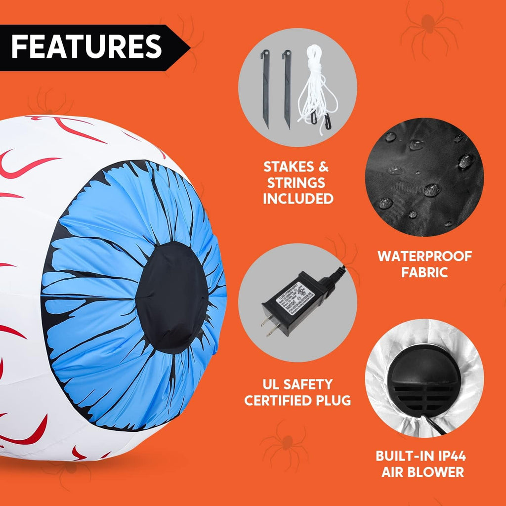 Joyfy 2 Pack Halloween Inflatable Eyes Decoration with Build-in LEDs,3 ft Blow Ups Green Eyes for Yard,Halloween Decor Outdoor with LEDs Party Supplies Blow up Decoration