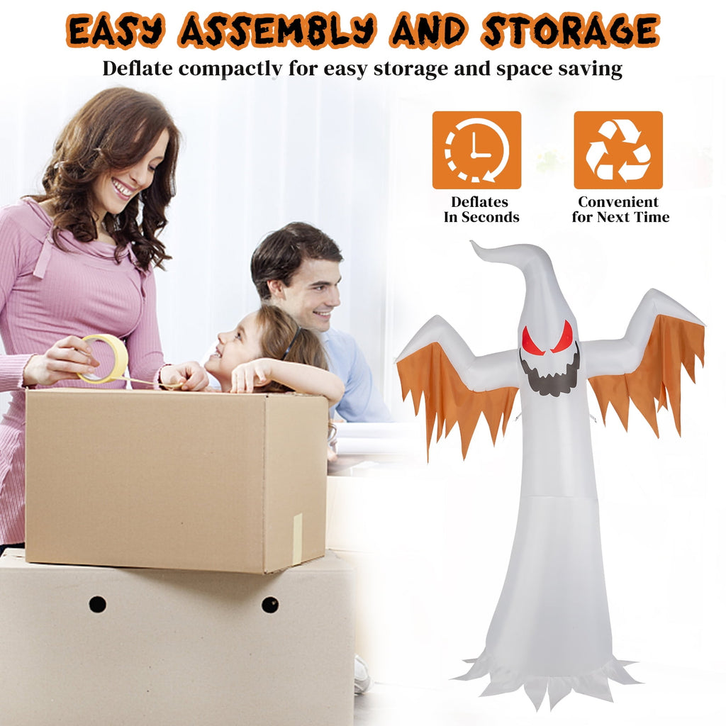 Zimtown 12FT Halloween Inflatables Ghost Outdoor Halloween Decoration w/ Scary Flames,4pcs LED Lights