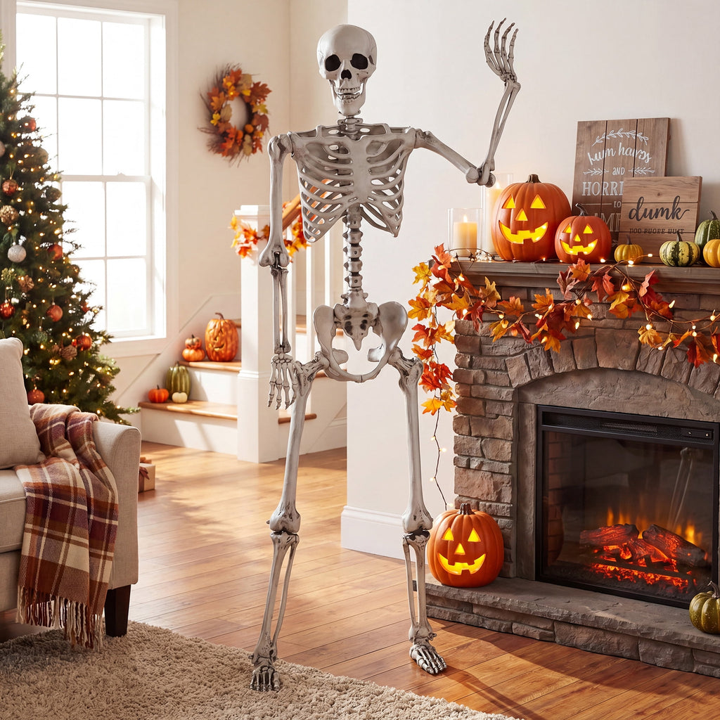 Costway 5.4ft Halloween Christmas Skeleton Life Size Realistic Full Body Hanging with Movable Joints 63 Inches