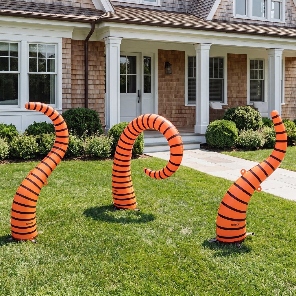 FUNBOY Inflatable Halloween Lawn Snakes 3-Pack, Outdoor Decor with Bonus Ghost