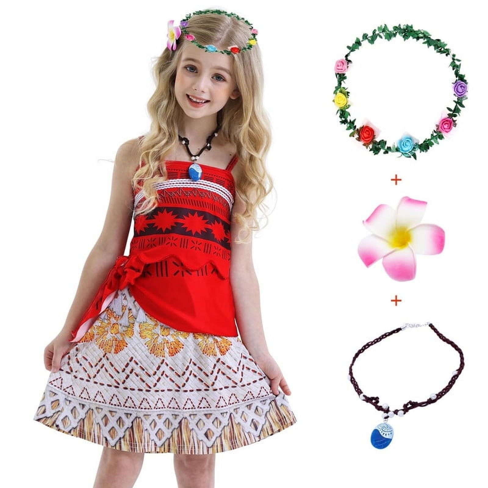 Jurebecia Princess Costume for Girls Dress Halloween Cosplay Outfits Birthday Fancy Tween Dress with Accessories 130 cm 7-8 Years