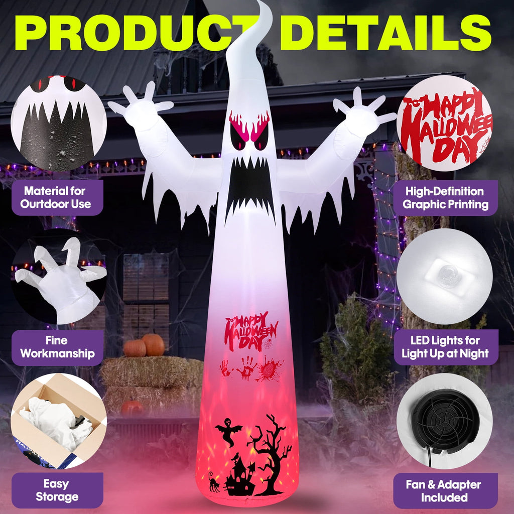 Ayieyill 8.5FT Halloween Inflatables Pumpkin Ghost Family with Built-in LED Lights, Halloween Blow up Yard Decorations
