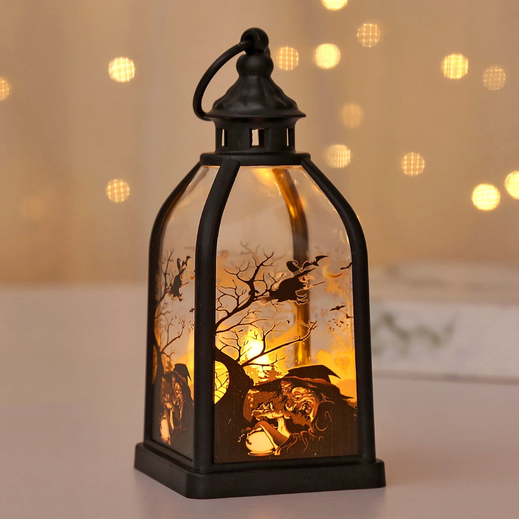 Cheapark Halloween Lanterns Decorations, Battery Operated Black Pumpkin Witch Lanterns, Flickering Light For Indoor Party Home Decor