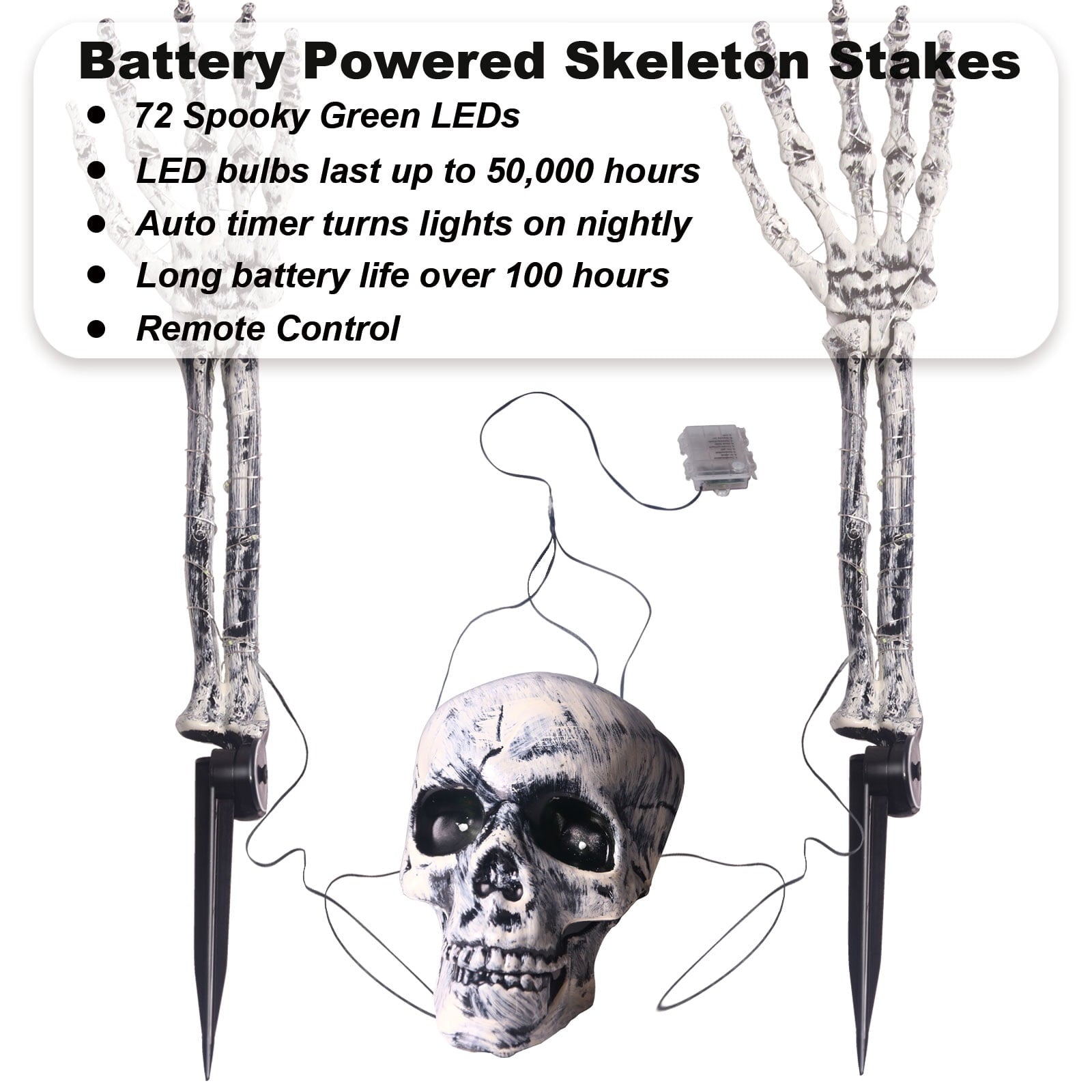 GameXcel Skeleton Hands Halloween Yard Decorations, 6 Pack 18 in Posable Skeleton Arms with Ground Stakes, Outdoor Graveyard Lawn Decor