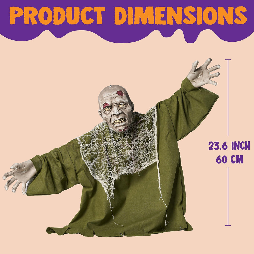 Joyfy Halloween Groundbreaker Animated Halloween Decorations Zombie with Crawling Creepy Animatronic Decorations with Movable Arms,Outdoor Scary Halloween Yard Decorations
