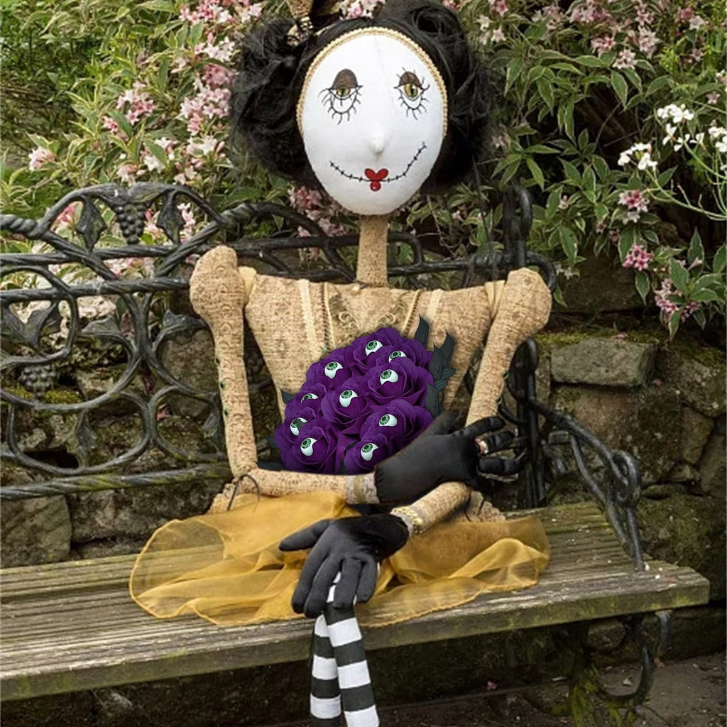 Feltree Halloween Decorations 10 Pieces Faux Rose With Eyeballs Halloween Faux Eyeball Flowers Faux Gothic Rose Bushes For Halloween Party Home Decorations