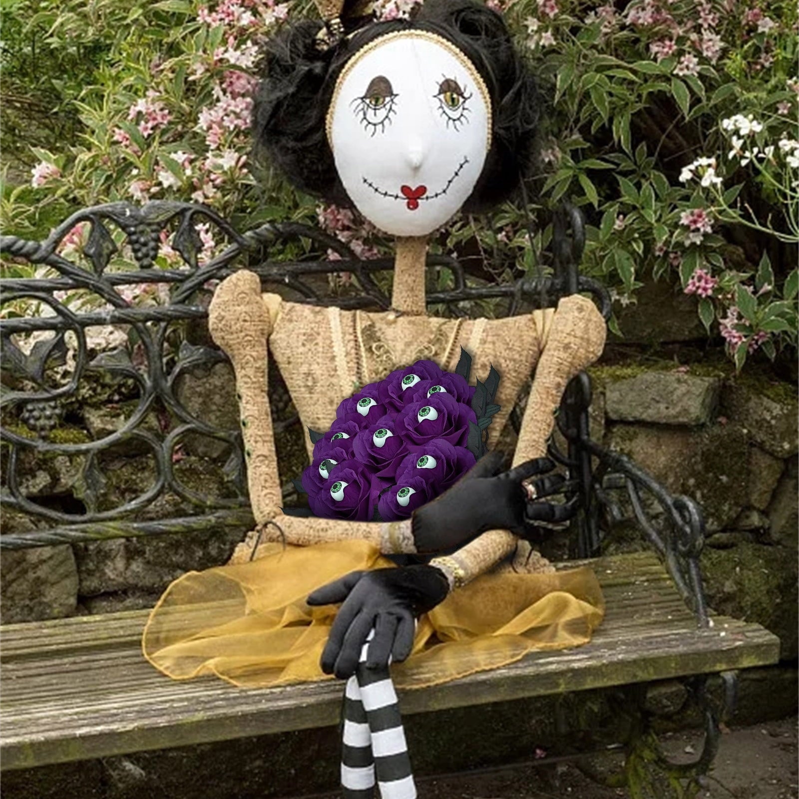 Feltree Halloween Decorations 10 Pieces Faux Rose With Eyeballs Halloween Faux Eyeball Flowers Faux Gothic Rose Bushes For Halloween Party Home Decorations