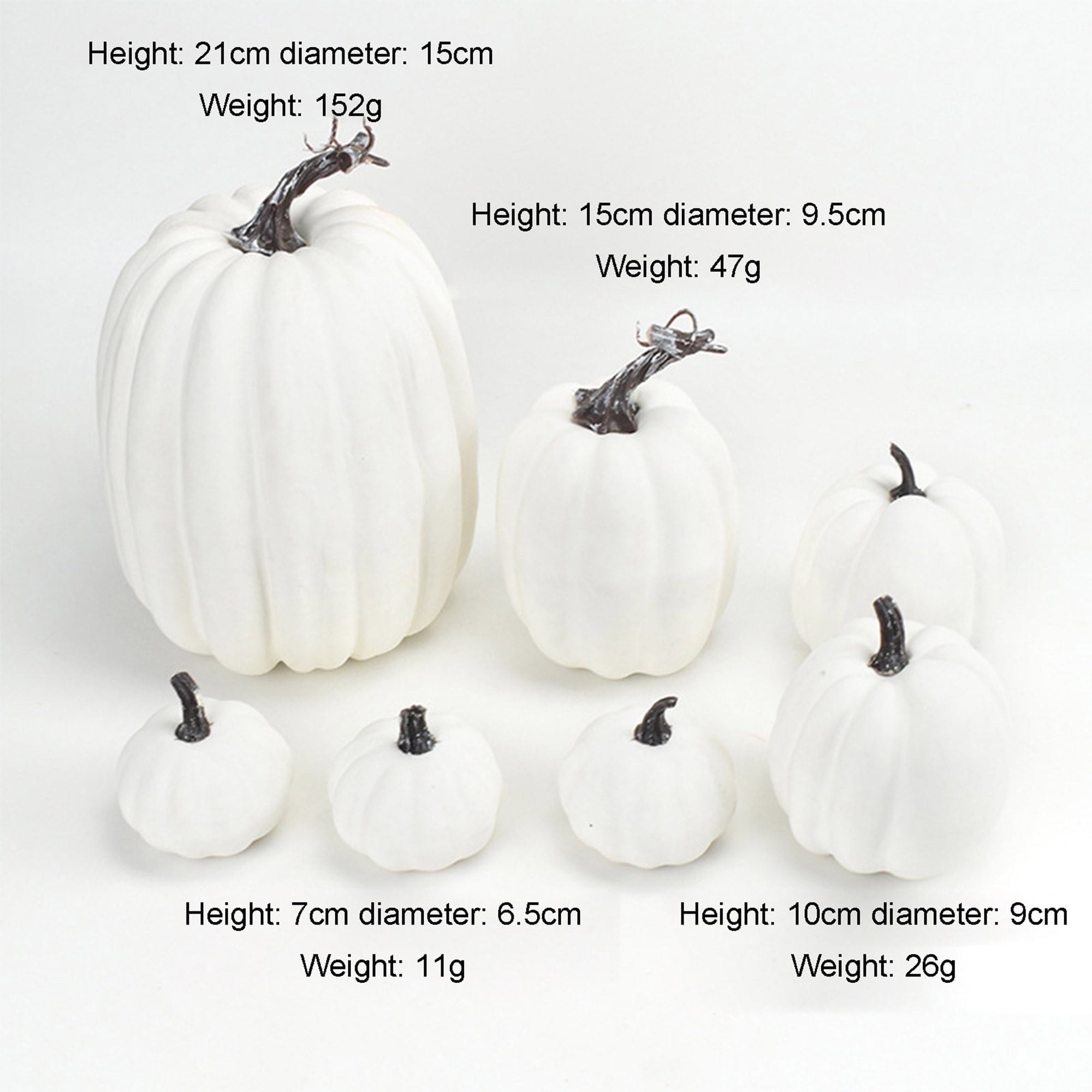 Xsylife 7Pcs Assorted Sizes Halloween Pumpkin Model Artificial Craft Fall Harvest Thanksgiving Decoration