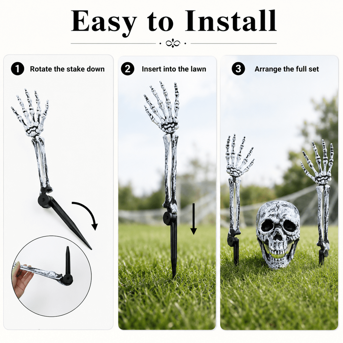 Kabuer Halloween Skeleton Decorations, Skeleton Stakes for Halloween Party Yard Outdoor Graveyard Props Decor
