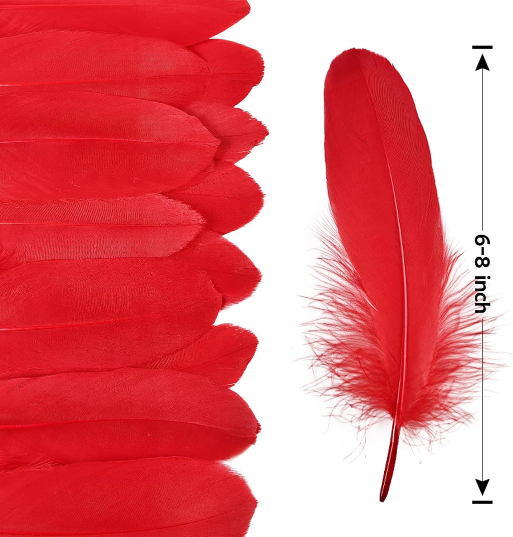 600PCS Red Feathers, 3-4.7 inch Feathers Bulk for DIY Crafts Wedding Halloween Costume Party Decorations Dream Catcher Supplies