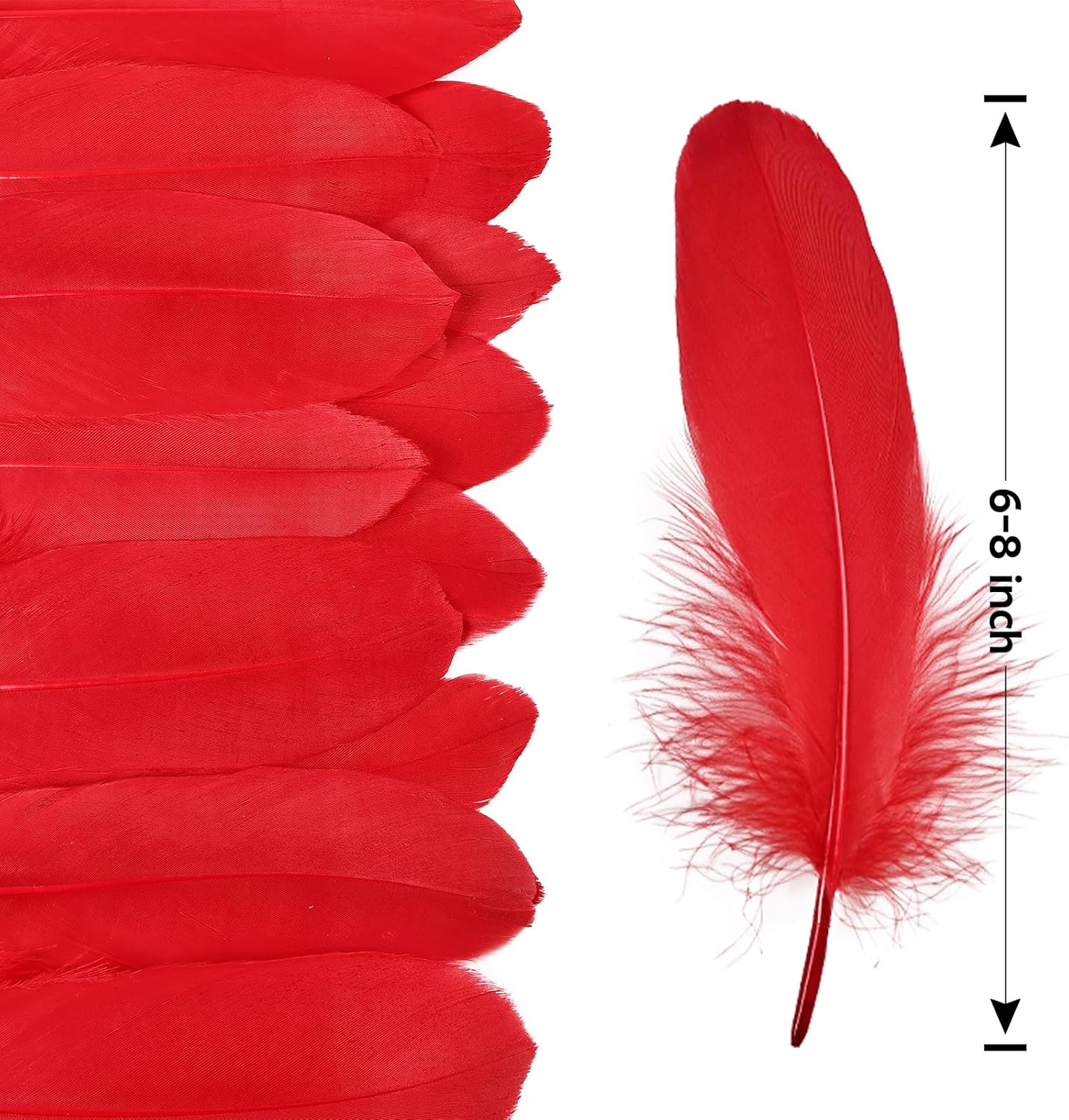 600PCS Red Feathers, 3-4.7 inch Feathers Bulk for DIY Crafts Wedding Halloween Costume Party Decorations Dream Catcher Supplies
