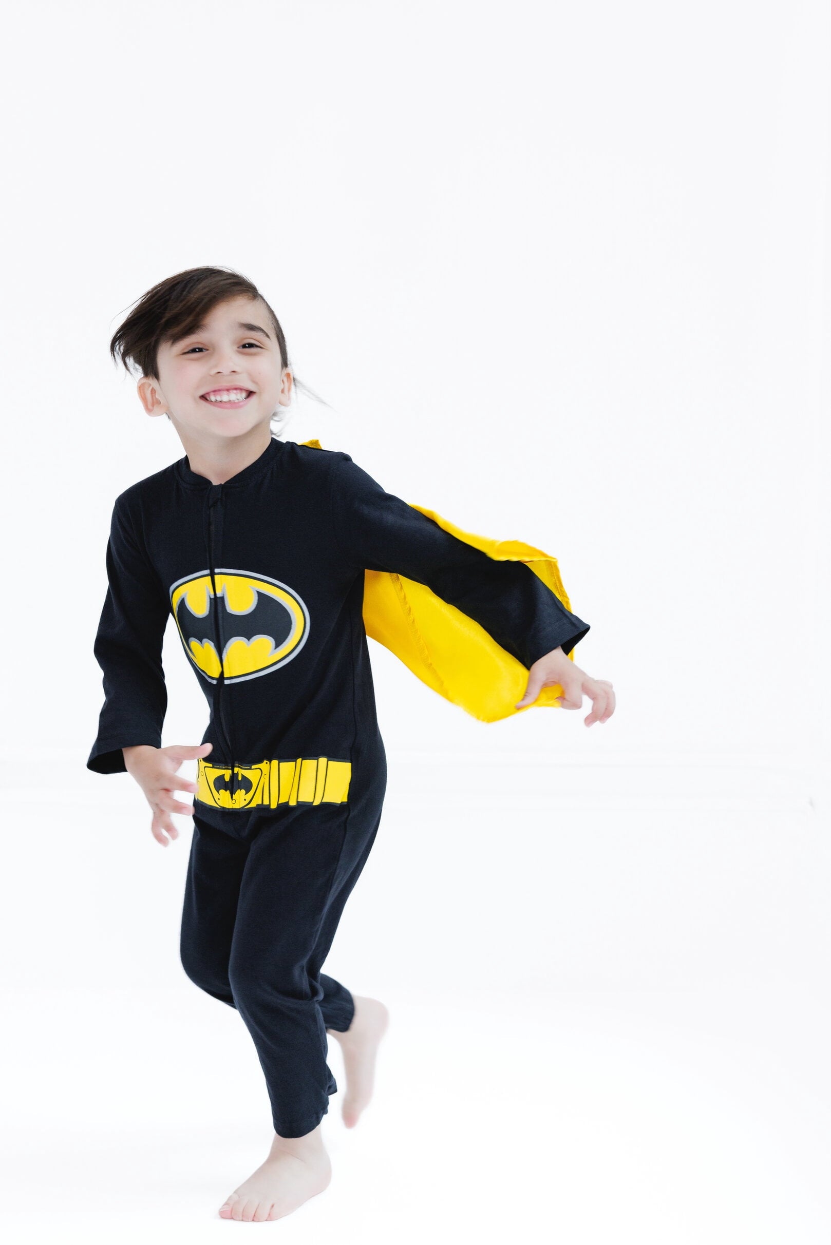 DC Comics Justice League Toddler Boy or Girl Cosplay One Piece Coverall with Cape Batman Black