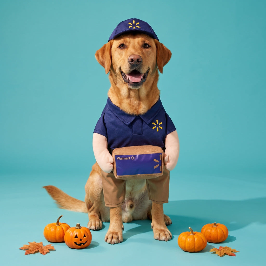 Vibrant Life Halloween Walmart Delivery Driver Costume for Dogs, Multicolor, XL