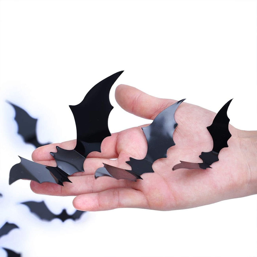 Ayieyill 126pcs Halloween Bat Stickers for Halloween Wall Decor and Window Clings, 3D Spider and Bat Decals for Indoor Halloween Decor