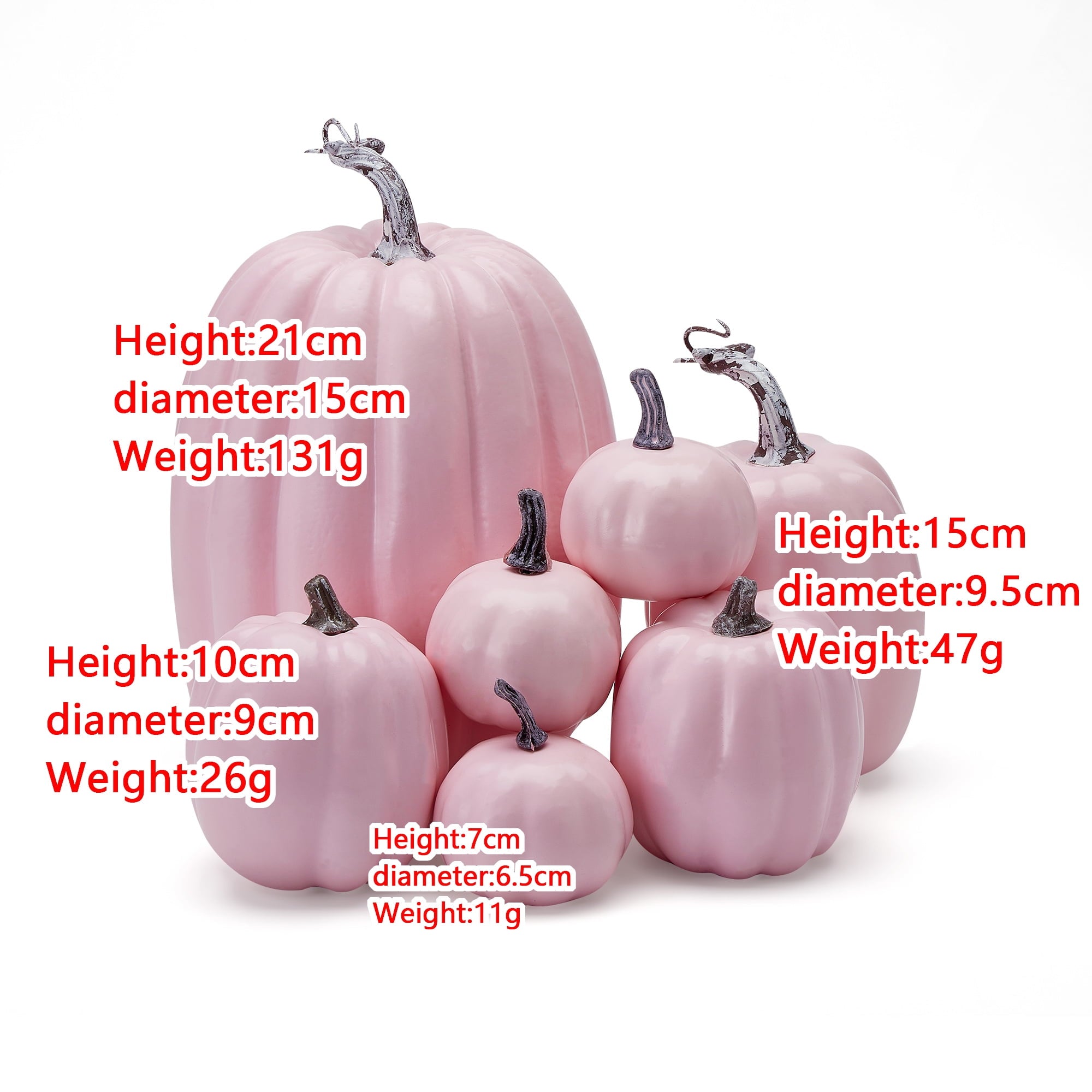 Xsylife 7Pcs Assorted Sizes Halloween Pumpkin Model Artificial Craft Fall Harvest Thanksgiving Decoration