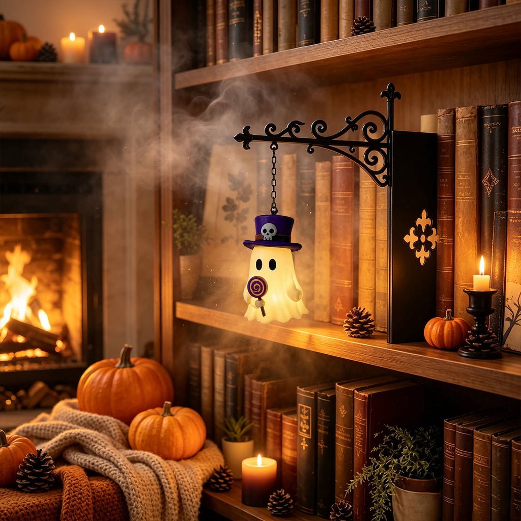 Halloween Ghost Library Lantern Decorative Bookshelf Lighting, Reading Book Shelf Lights for Study Reading Corner Home Library Gift for Book Lovers Bookworms