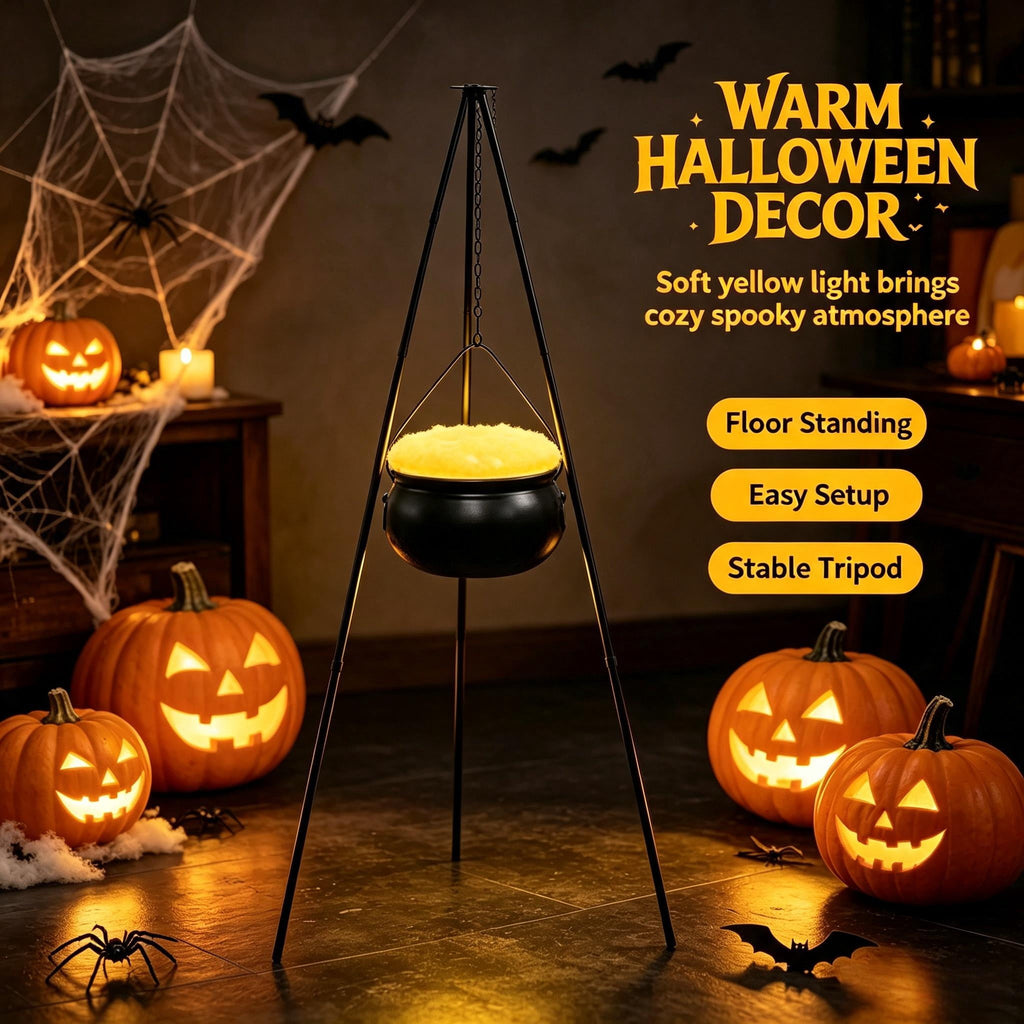 Muecwrye Halloween Decorations Outdoor, Halloween Clearance! Halloween Witches Cauldron with Lights, DIY Bubbling Cauldron Set Decor for Home Porch Outside, Halloween Party Supplies( Without Tripod)