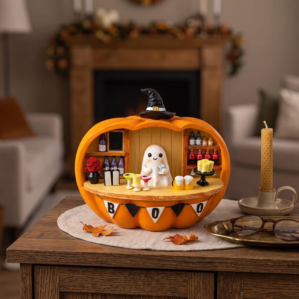 Halloween Spooky Coffee Stand, Ghost Barista Booth Figurine, Spooky Coffee Statue Built with Spooky Little Coffee Stand, Freshly Boo’d Coffee Ghost Fall Decor, Creative Birthday & Holiday Gift