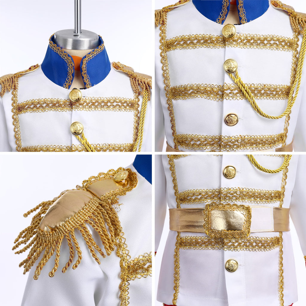 IBTOM CASTLE Boys Prince Charming Costume Halloween Cosplay Dress up Birthday Party Medieval Royal Prince Outfits for Toddler Child 3-4 Years Red 4pcs