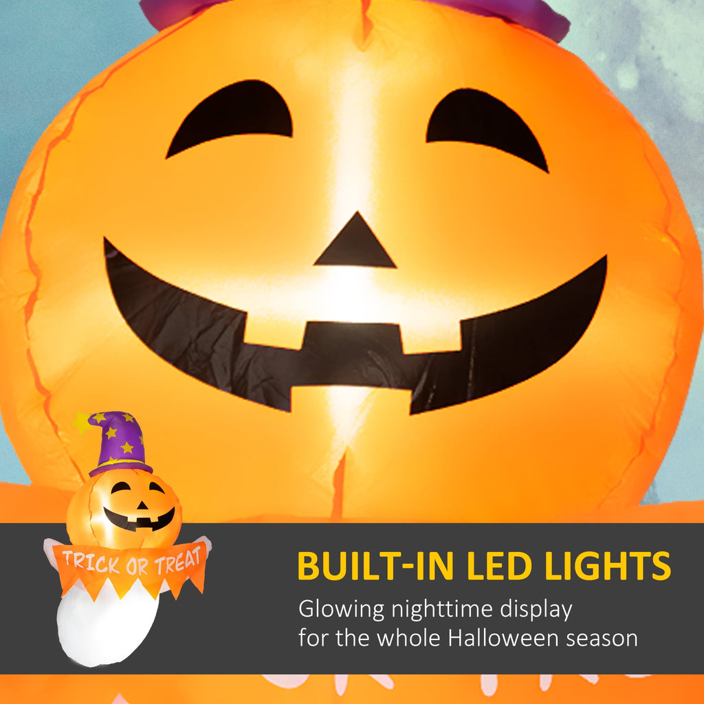 Outsunny 41.3" Inflatable Halloween Window Sticker Ghost with Orange Face, Halloween Decoration with LED Lights for Garden Indoor Outdoor