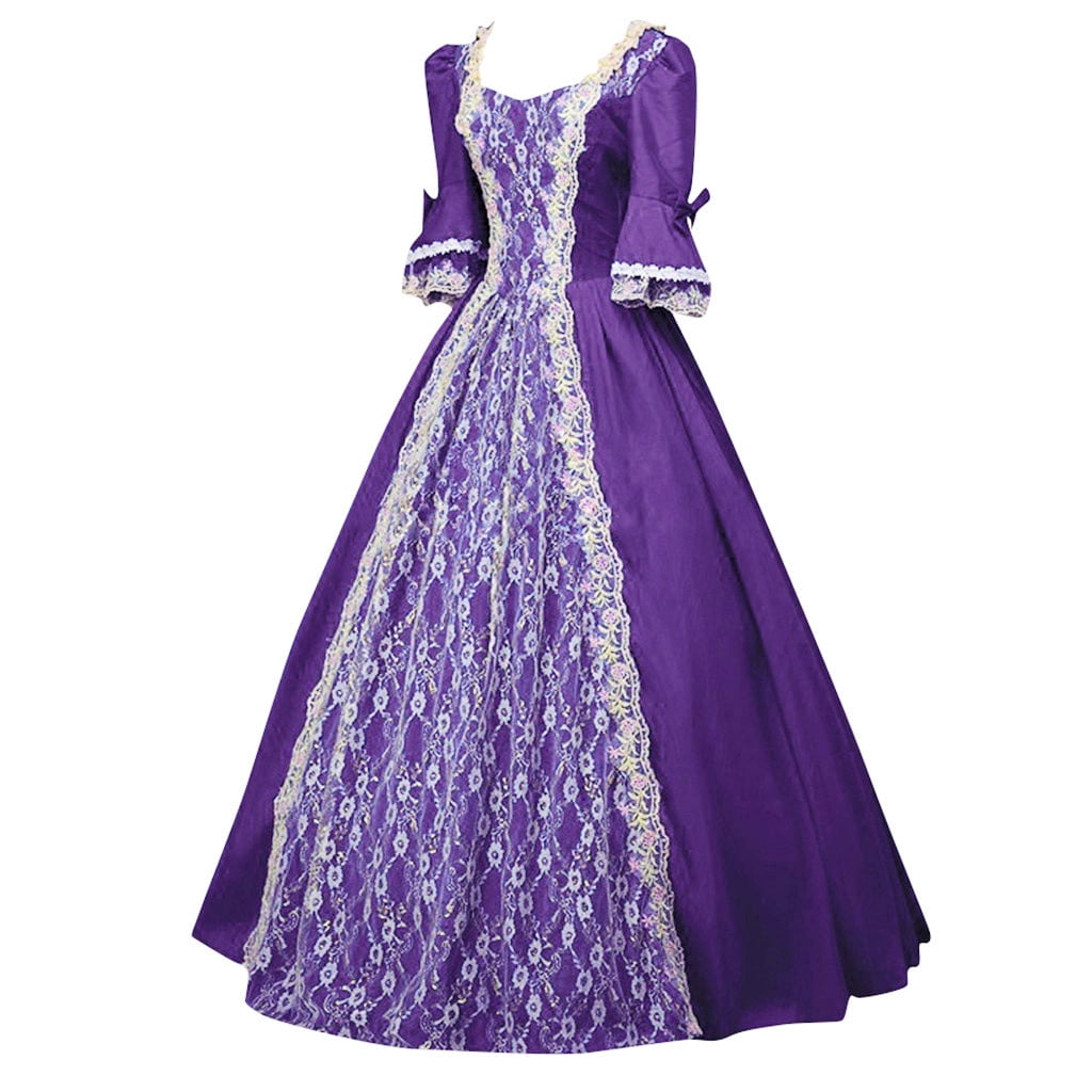 UPPADA Plus Size Victorian Dress for Women Lace Up Flare Sleeve Ball Gown with Corset Evening Party Maxi Gowns Vintage Cocktail Dress Wedding Dresses Early