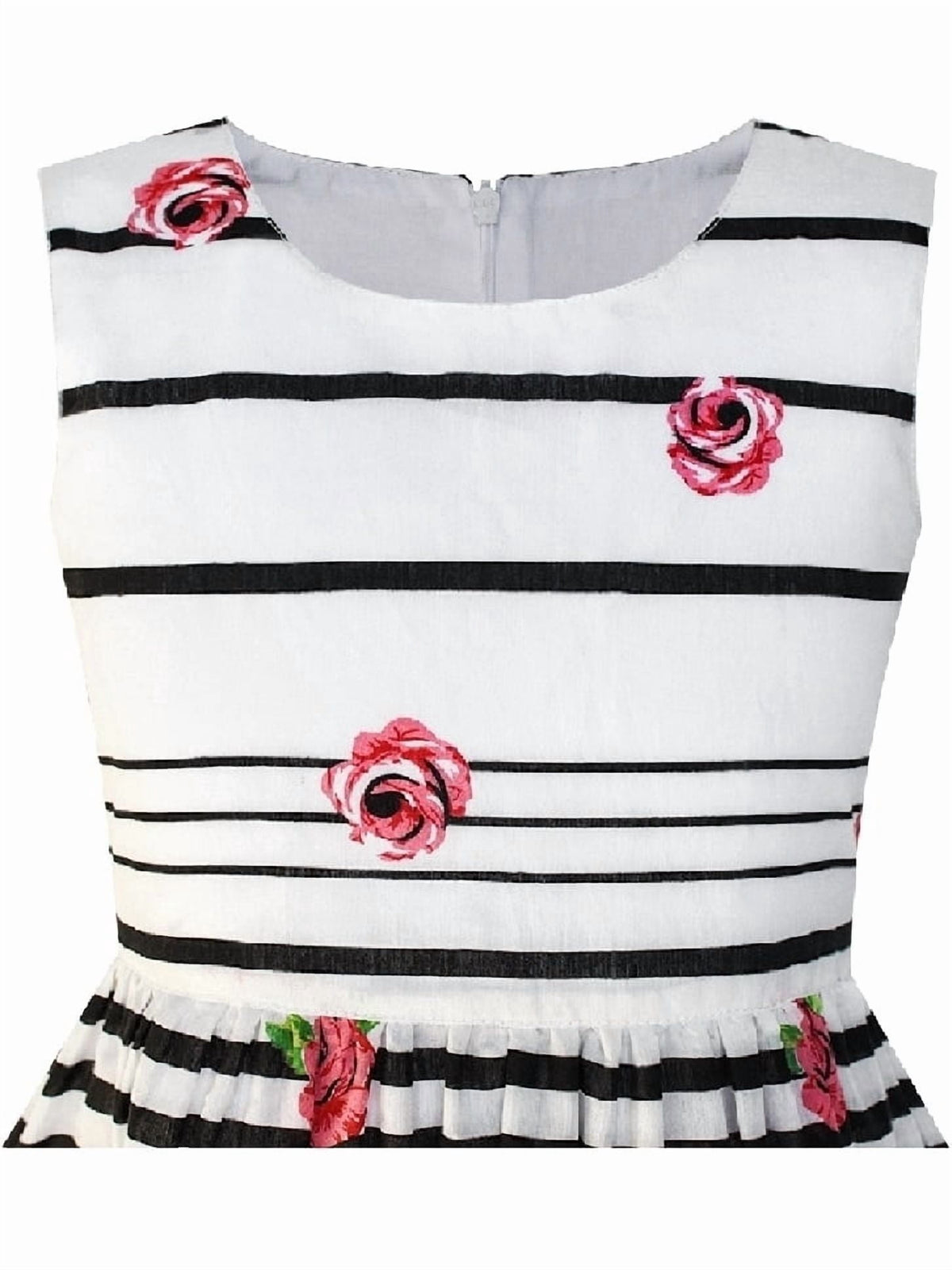 Sunny Fashion Girls Dress Sleeveless Rose Floral Butterfly Garden Party Sundress Cotton Blue 9-10 Years