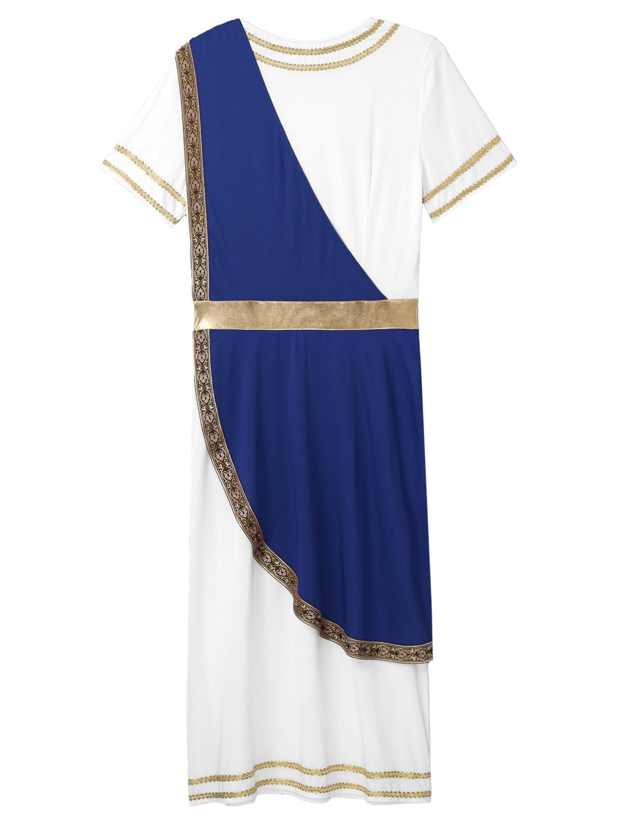 iixpin Mens Halloween Toga Robe Ancient Roman Costume Short Sleeve Greek God Tunic with Belt Yellow 3XL