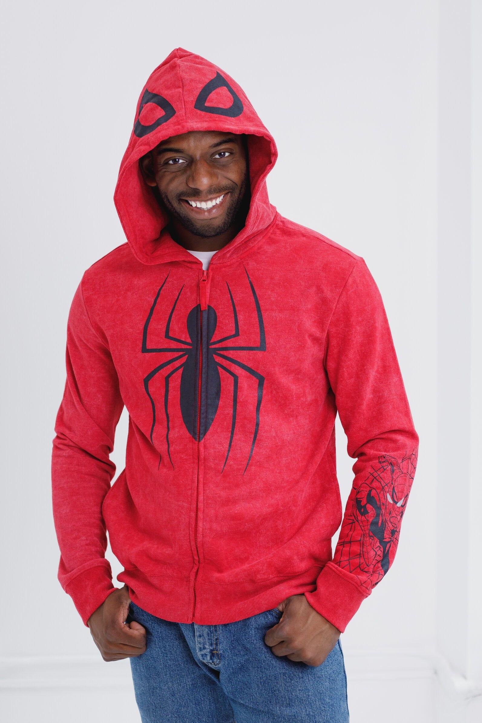 Marvel Spider-Man Little Boys' Cosplay Fleece Zip-Up Hoodie Miles Morales Black