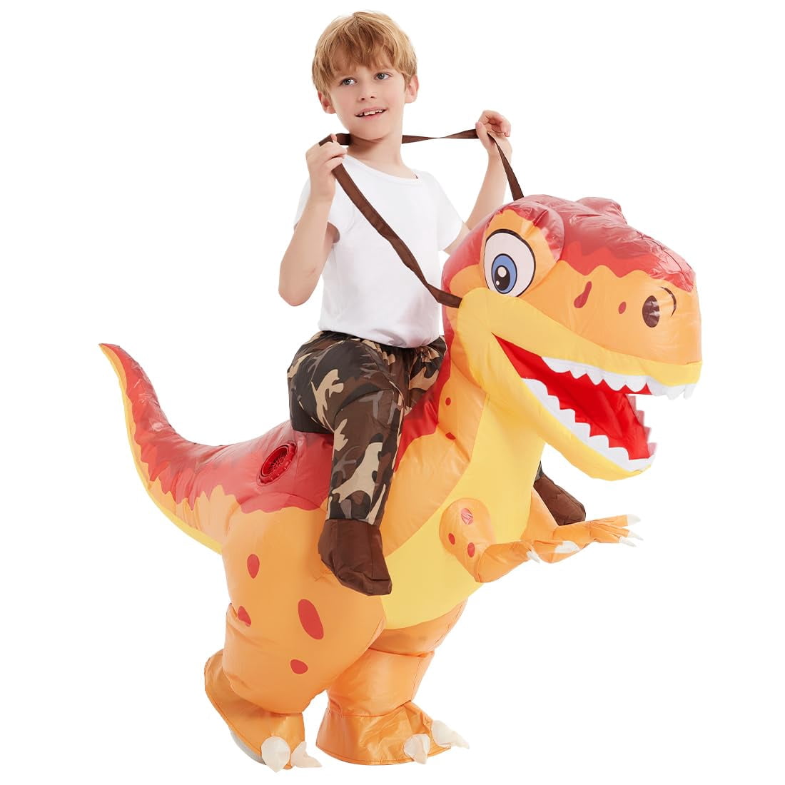 COMIN Kids Dinosaur Inflatable Costume Riding on Dinosaur Costume, Funny Child Inflatable Costume for Boys Girls Party Cosplay