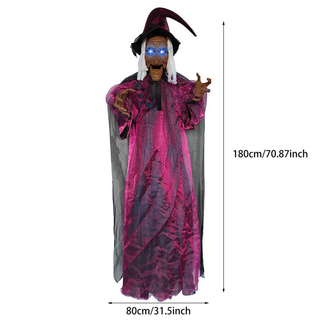 ZTTD Life Size Hanging Witch Halloween Decor (71 Inches) | Sound & Touch Activated Talking Halloween Decorations | Witch Props Excellent Choice for Haunted House | Indoor & Outdoor Animated Prop