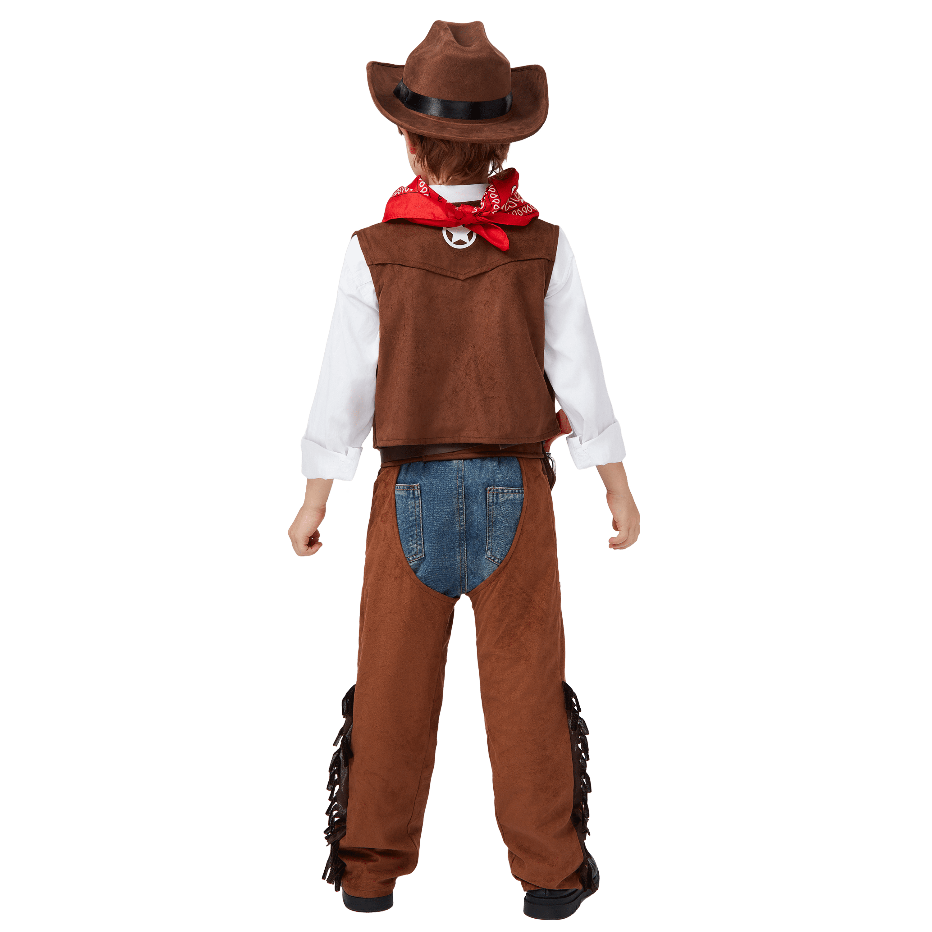 Joyfy Halloween Cowboy Costume for Boys, Kids Cowboy Costume Set, Brown Western Style Cowboy Outfit with Cowboy Hat for Toddler Dress-up Party Cosplay