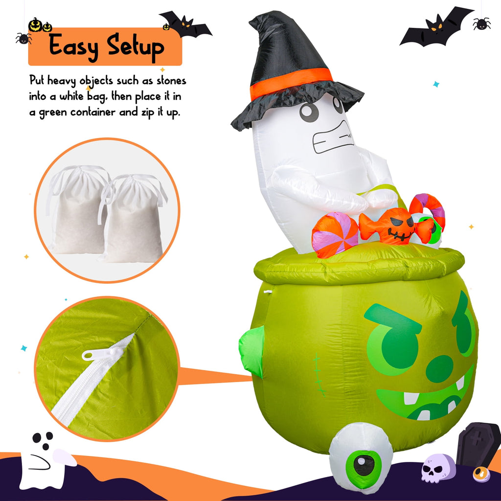 Bmag 6FT Halloween Inflatables Outdoor Decorations, Whimsical Inflatable Ghost Halloween Decor with Built-in 3 LEDs for Yard Garden Lawn Party Holiday Decor