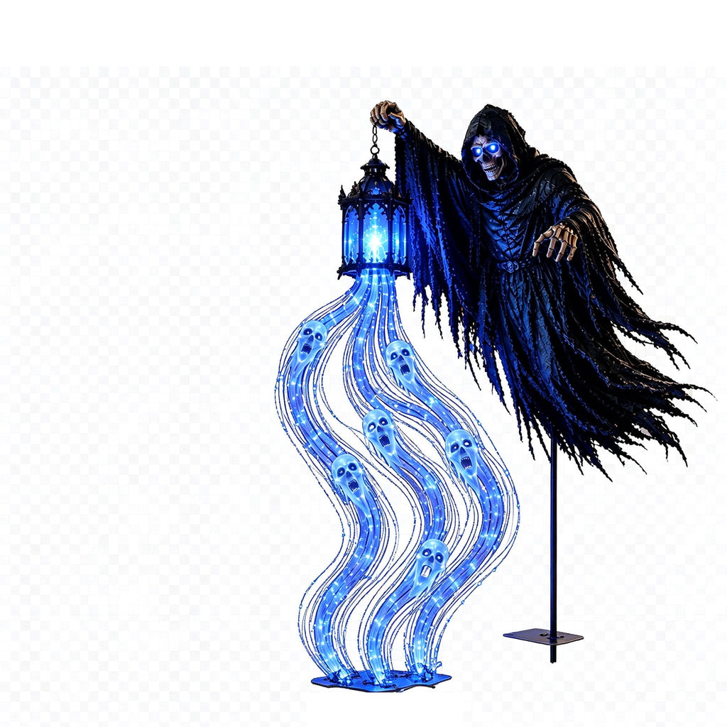 Halloween Witch Cauldron Garden Stake Lights, 2.7Ft LED Color Waterfall-Style Light Flow Flying Witch Garden Stake, Waterproof Weather Resistant Projector Lights for Outdoor Yard, Lawn, Pathway