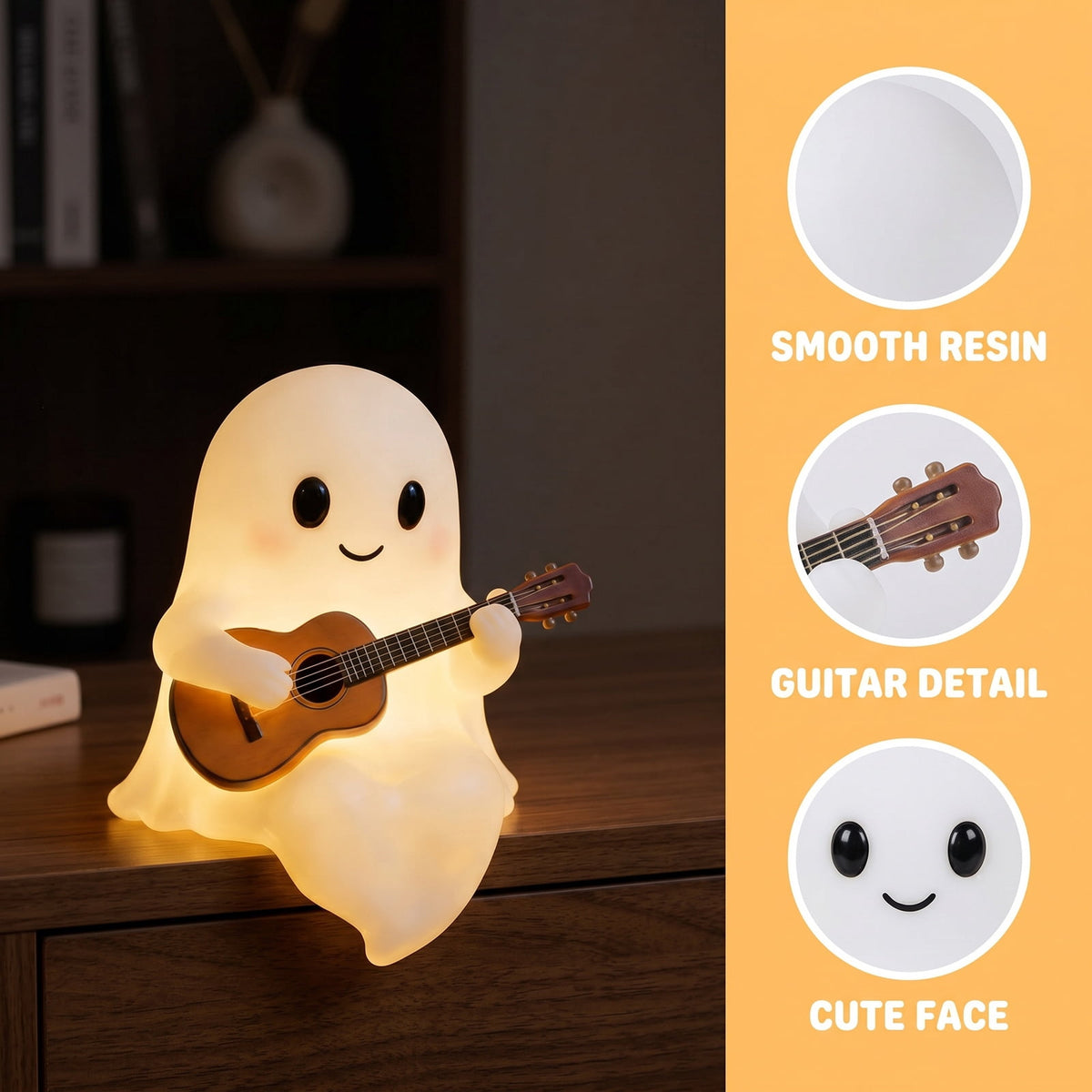 YZEGDCH Halloween 3D Ghost Campfire Flickering Night Light 2 Funny Roasting Marshmallows at Campfire LED Electric Faux Flameless Campfire Nightlight Funny Halloween Decor
