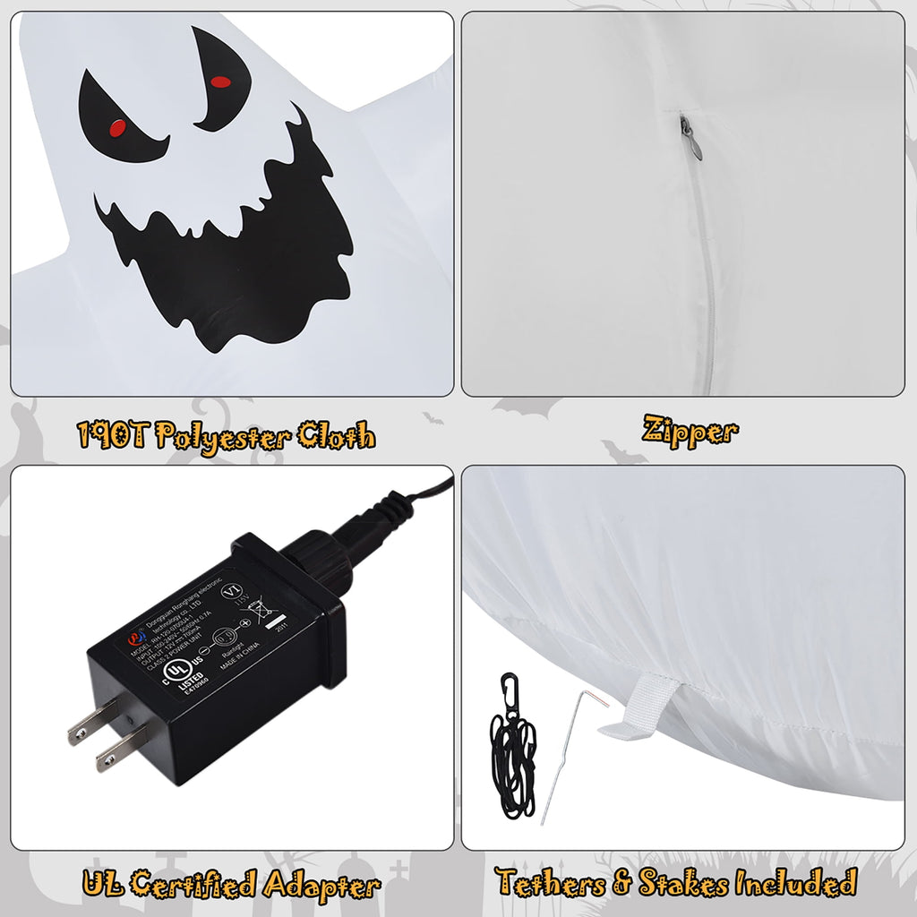 Costway 12ft Inflatable Halloween Blow Up Ghost Decoration w/ Built-in LED Light