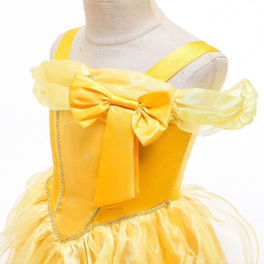 CHOYURME CHONYURM Girls Yellow Princess Costume Off Shoulder Dress with Accessories