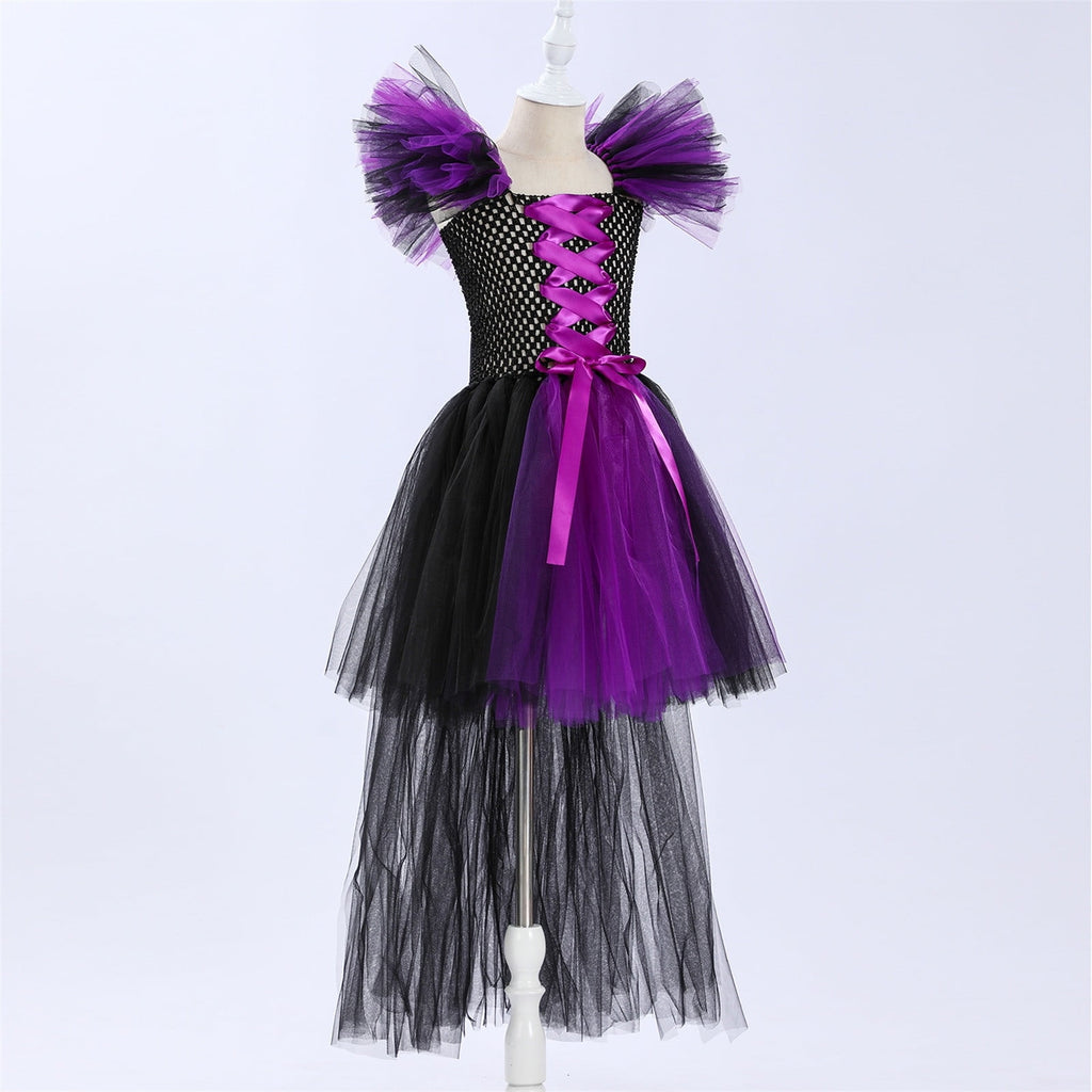 HNMKIU Halloween for Girls Toddler Kids Baby Girls Magnificent Witch Halloween Black Gown Fancy Dress Up Cosplay Party Tutu Dress Dresses E - 18-24 Months