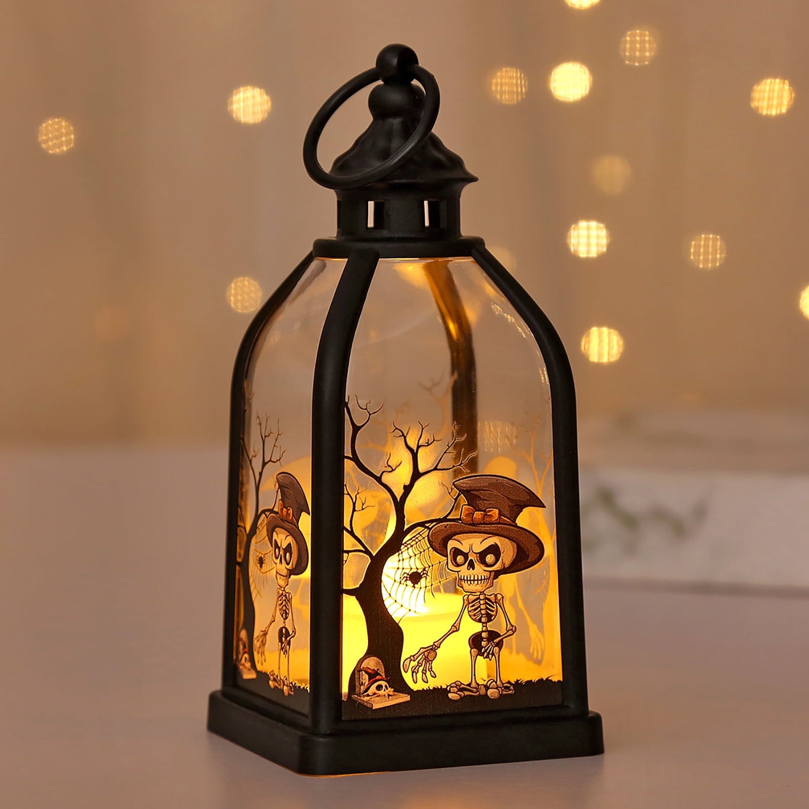 Cheapark Halloween Lanterns Decorations, Battery Operated Black Pumpkin Witch Lanterns, Flickering Light For Indoor Party Home Decor