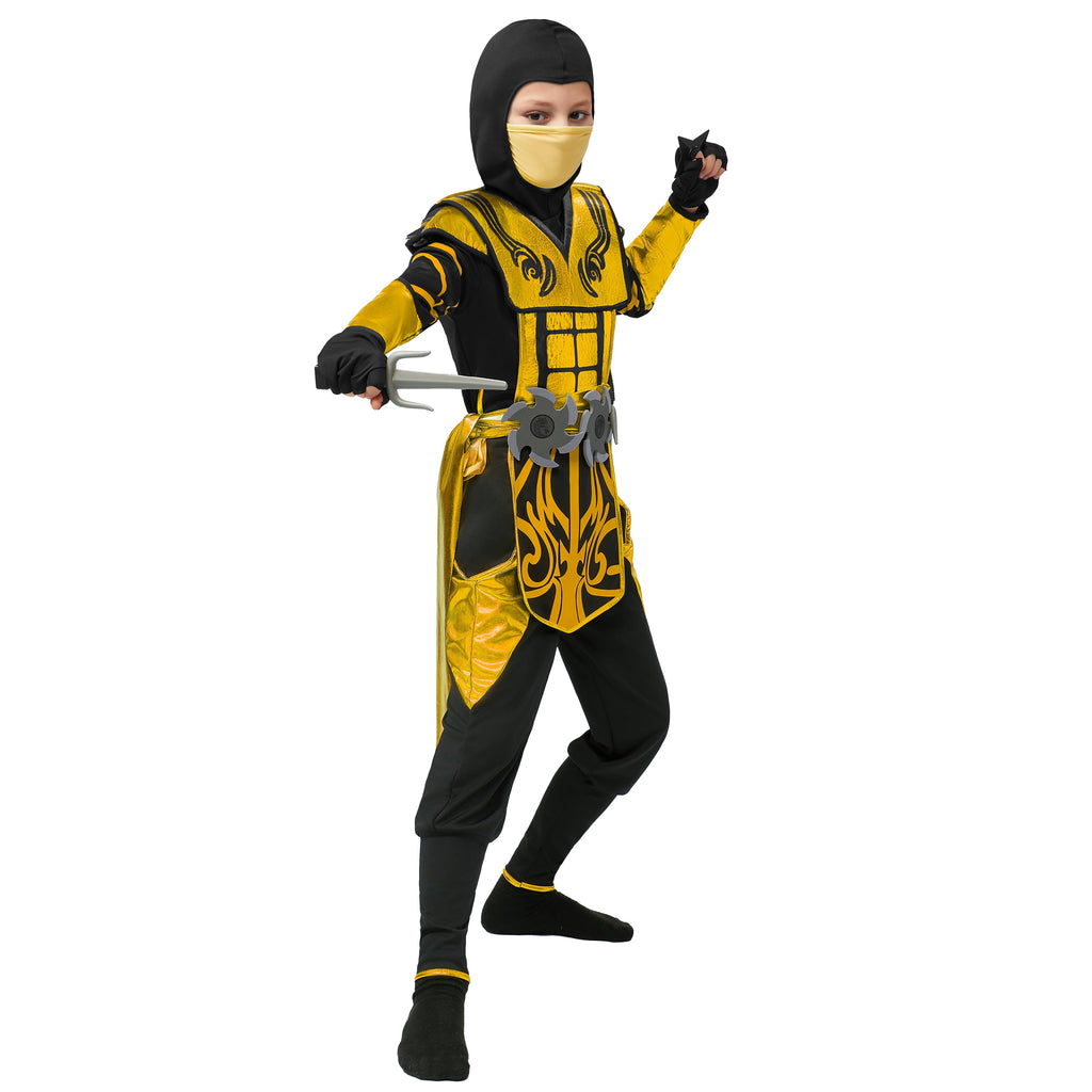 Joyfy Kids Golden Ninja Costume for Toddler Boys Halloween Dress Up Age Up to 12 Years