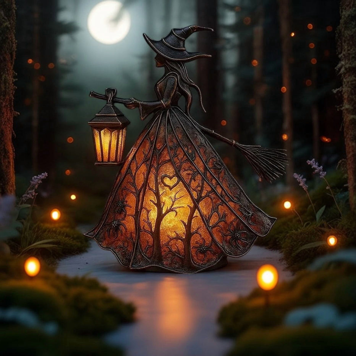 Halloween Witch Lamp,Stained Gothic Witch Hat Led Lamp for Stained Glass Inspired, Spooky Decorative Standing Night Light,Unique Halloween Party Lighting Decorations Door for Indoor