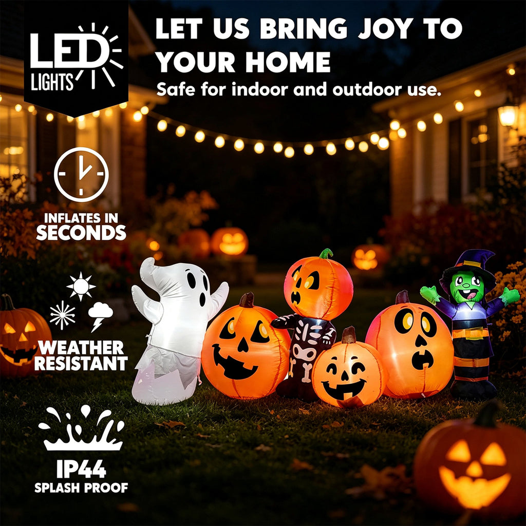 Joyfy 8 FT Large Halloween Inflatables Outdoor Decorations,Pumpkin Patch Blow Up Yard Decor with Built-in LEDs for Lawn Garden Patio Halloween Party