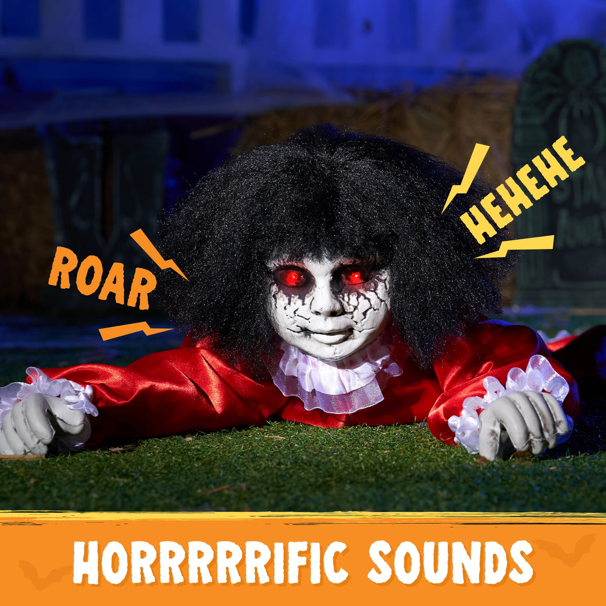 Joyfy Halloween Decorations Outdoor Groundbreaker Creepy Life Size Light Up Climbing Zombie Groundbreaker with Sound,Motion Activated Halloween Decorations Haunted House Decorations