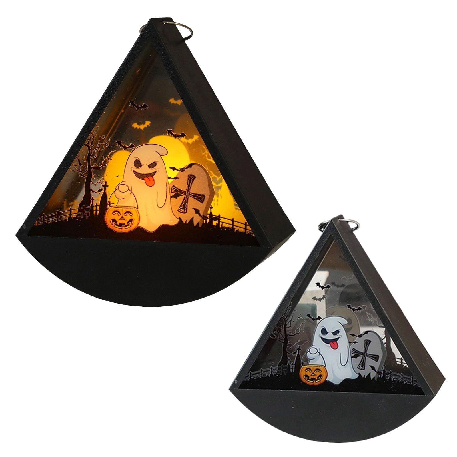 Cheapark Halloween Lanterns Decorations, Battery Operated Black Pumpkin Witch Lanterns, Flickering Light For Indoor Party Home Decor
