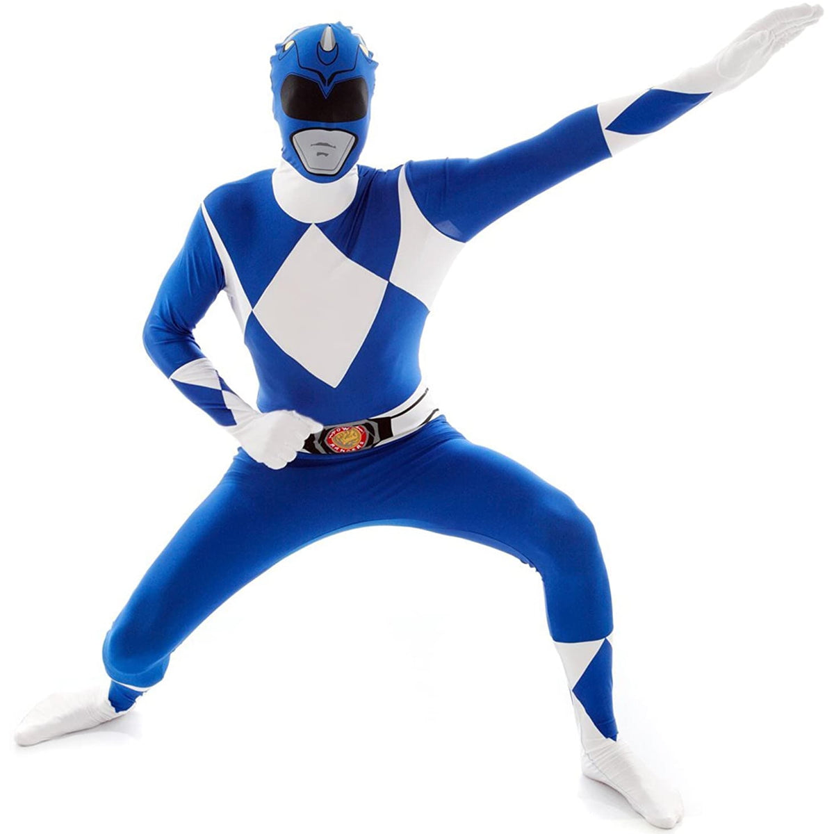 Morphsuits Adult Blue Power Ranger Morphsuit Mens Superhero Fancy Dress Costume Halloween Blue M