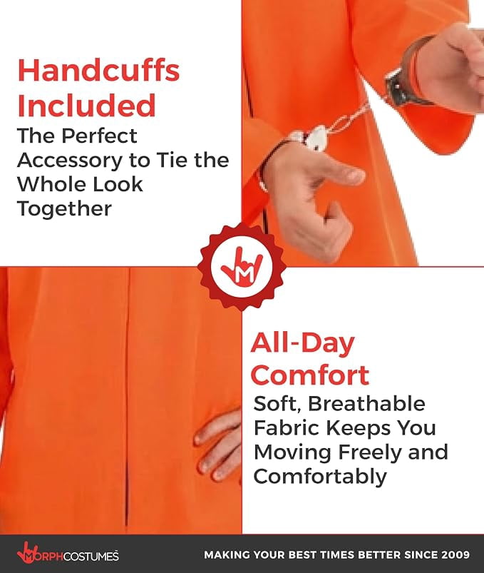 Fun Shack Mens Orange Prisoner Costume Adult Convict Jail Jumpsuit Fancy Dress Halloween Orange XL