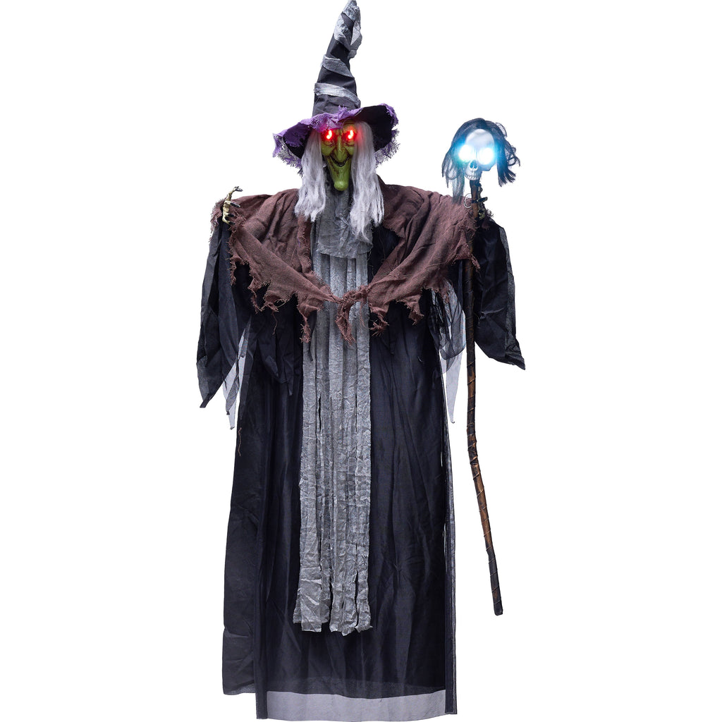 Joyfy 47" Halloween Decorations Outdoor,Life Size Animated Witch Scary Decorations Halloween Motion Activated Witch with LED Eyes & Sound,Haunted House Decor