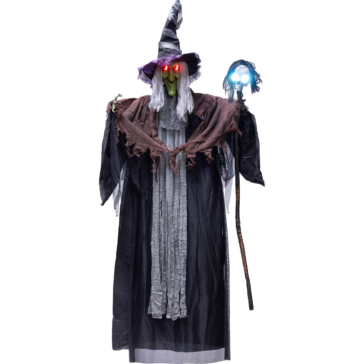 Joyfy 47" Halloween Decorations Outdoor,Life Size Animated Witch Scary Decorations Halloween Motion Activated Witch with LED Eyes & Sound,Haunted House Decor
